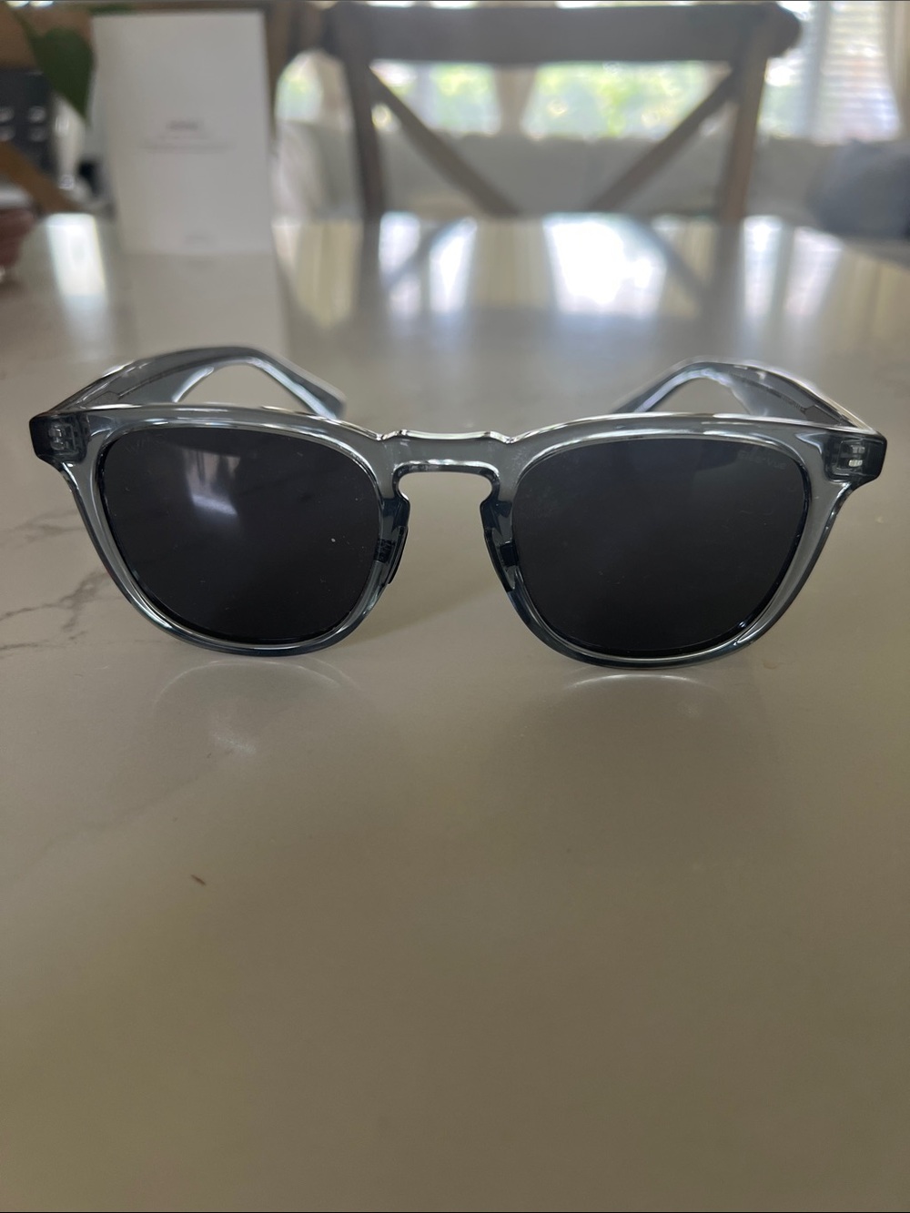 Men's WMP Blue Clear Frame Sunglasses with Black Lenses